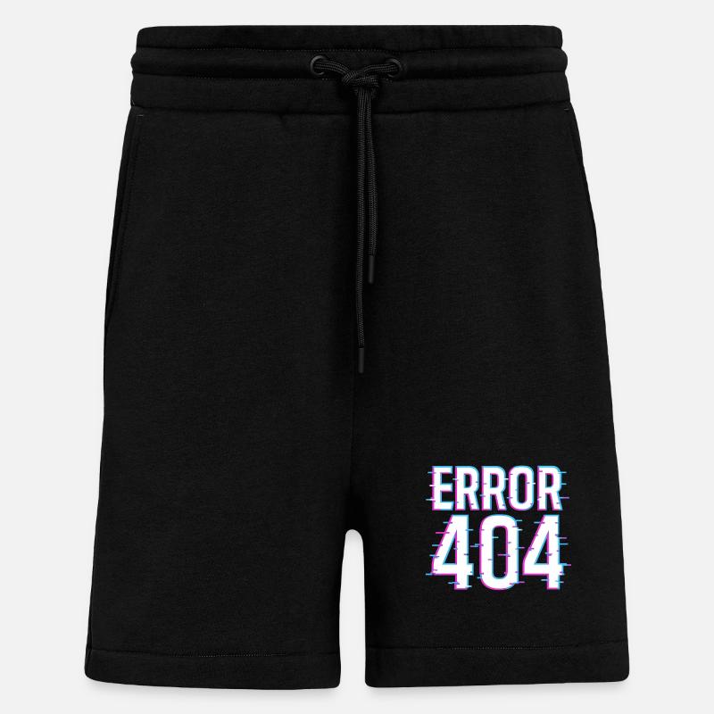 Lettrage Neon Error 404 - Short bio décontracté fabriqué en UE - SOLID BLACK