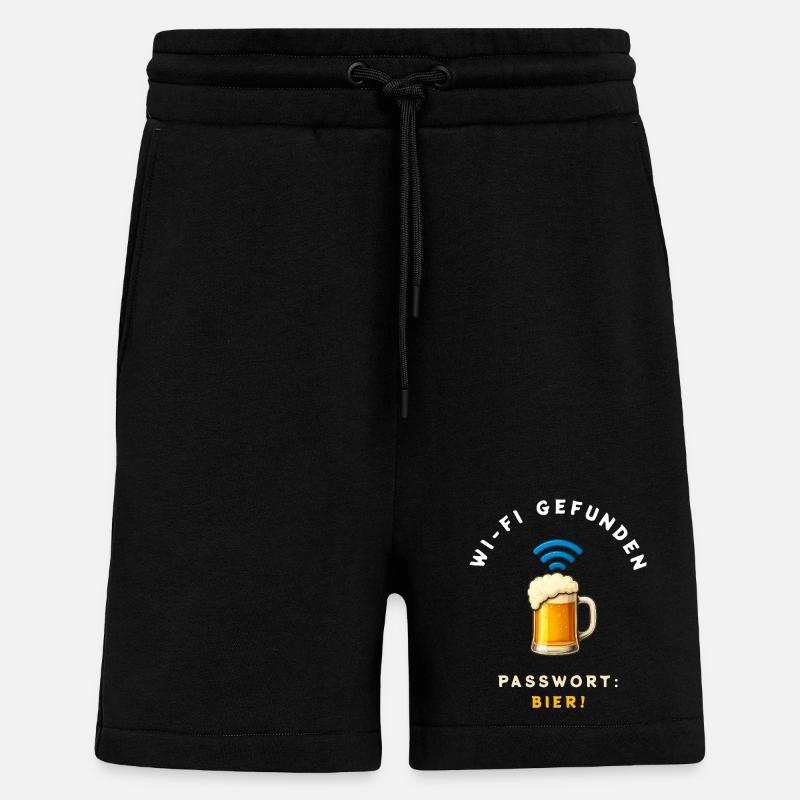 WiFi bière design drôle - Short bio décontracté fabriqué en UE - SOLID BLACK