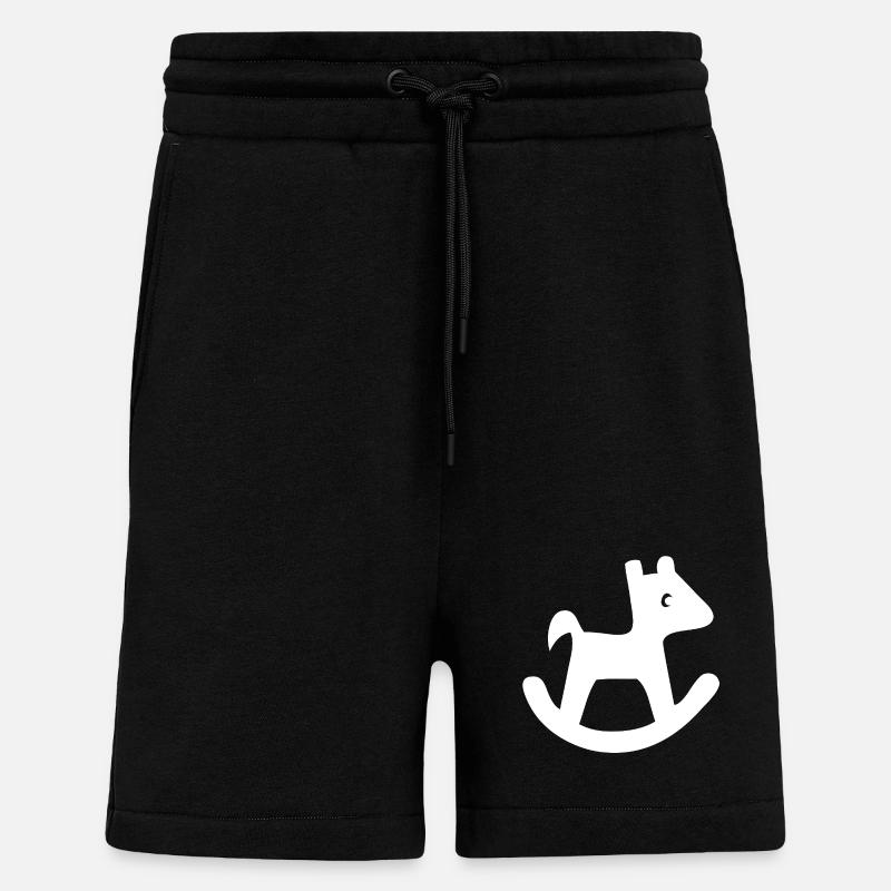 Silhouette de cheval à bascule - Short bio décontracté fabriqué en UE - SOLID BLACK