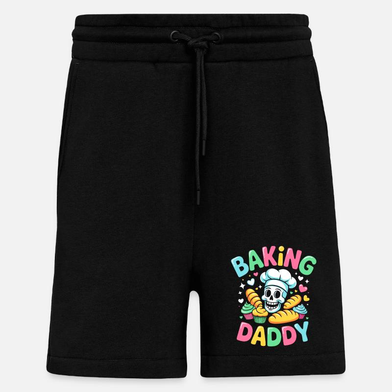 Cuisson Papa Crâne de cuisine - Short bio décontracté fabriqué en UE - SOLID BLACK