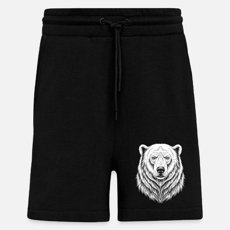 Dessin de lignes d’ours - Short bio décontracté fabriqué en UE - SOLID BLACK