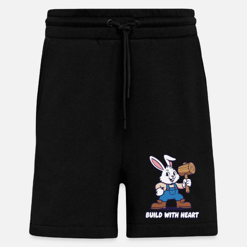 Hase mit Hammer – Herz Baumotiv - Shorts - made by SPREAD - SOLID BLACK