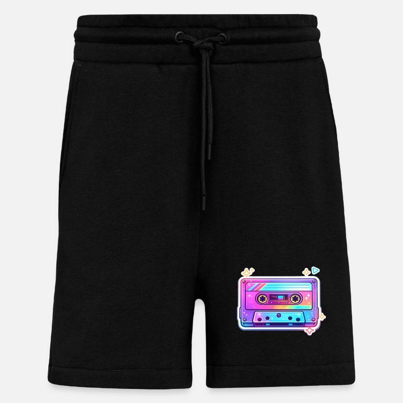 Neon Rainbow Cassette Sticker - Shorts - made by SPREAD - SOLID BLACK