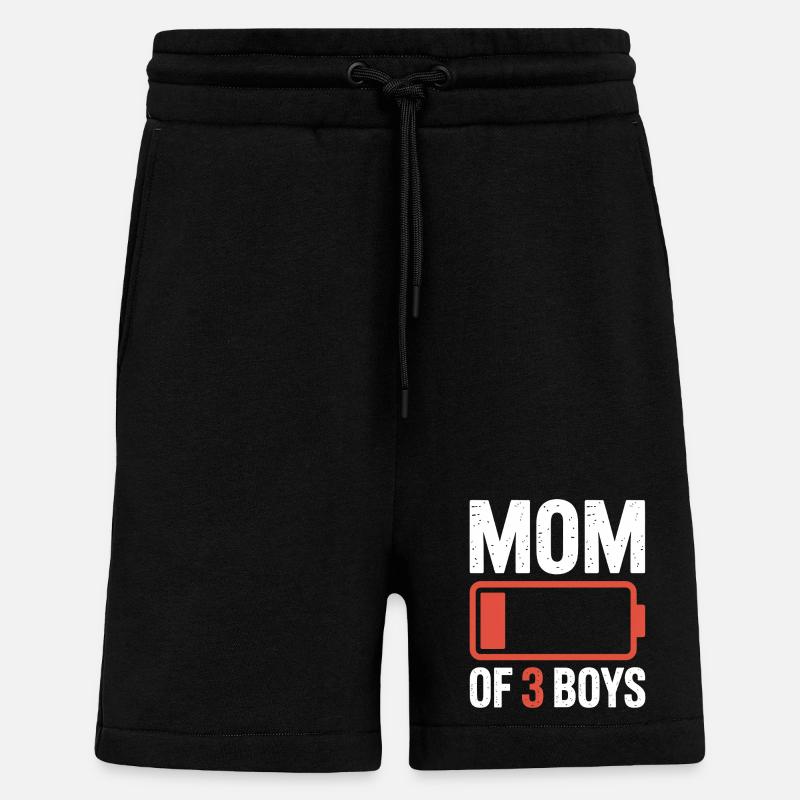 Maman de 3 garçons Batterie faible - Short bio décontracté fabriqué en UE - SOLID BLACK