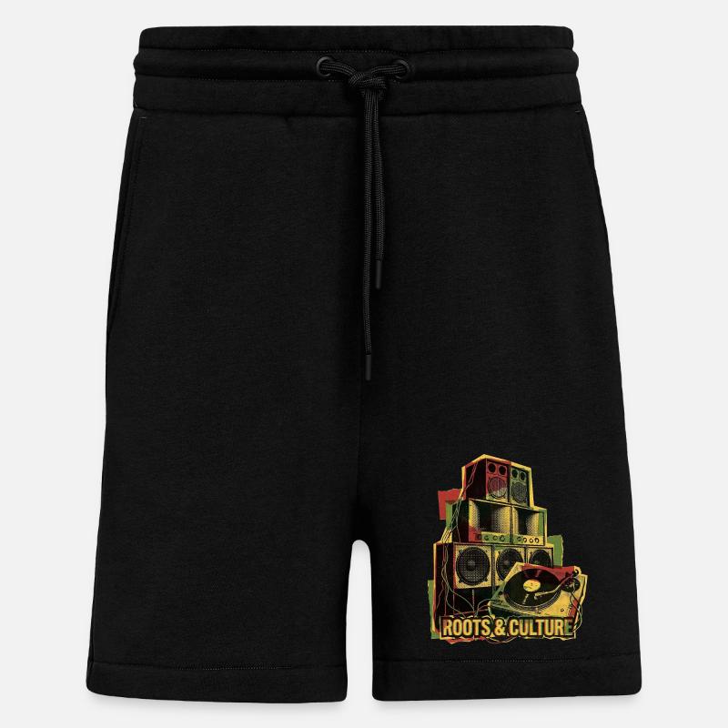Système de son Roots Reggae Dub - Short bio décontracté fabriqué en UE - SOLID BLACK