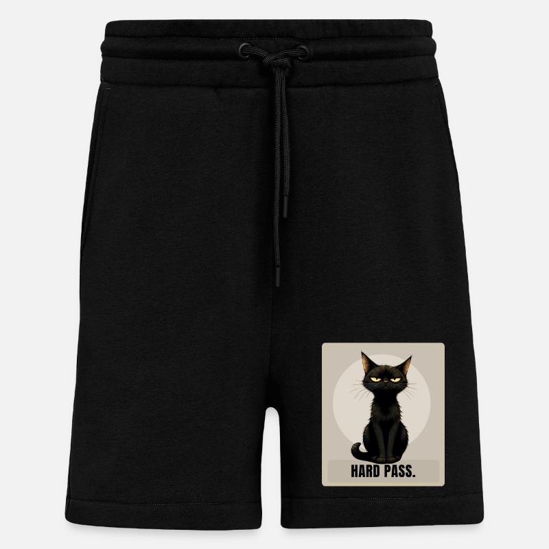 Hard Pass. – Sarcastic Black Cat Design - Shorts - made by SPREAD - SOLID BLACK