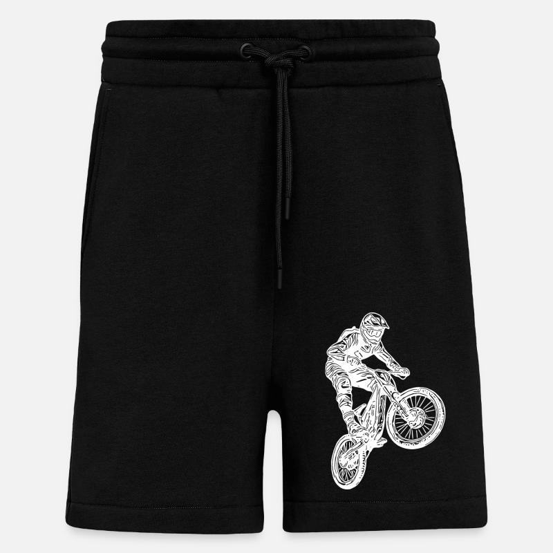 Cooler Radfahrer Springender Mountainbiker - Shorts - made by SPREAD - SOLID BLACK