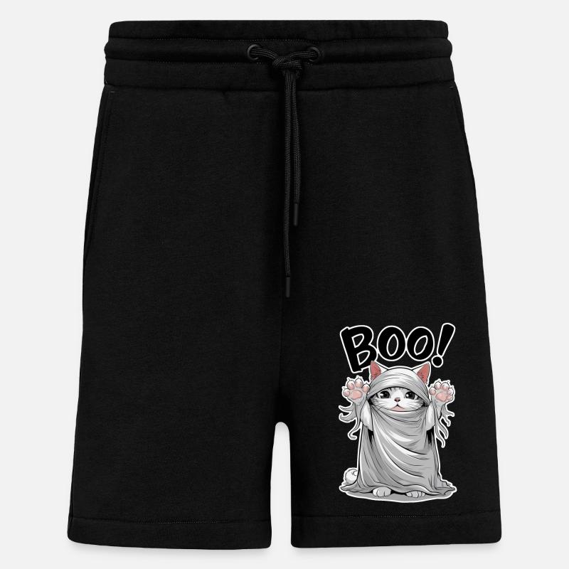 Ghost Cat - Halloween Cute Kitten - Shorts - made by SPREAD - SOLID BLACK