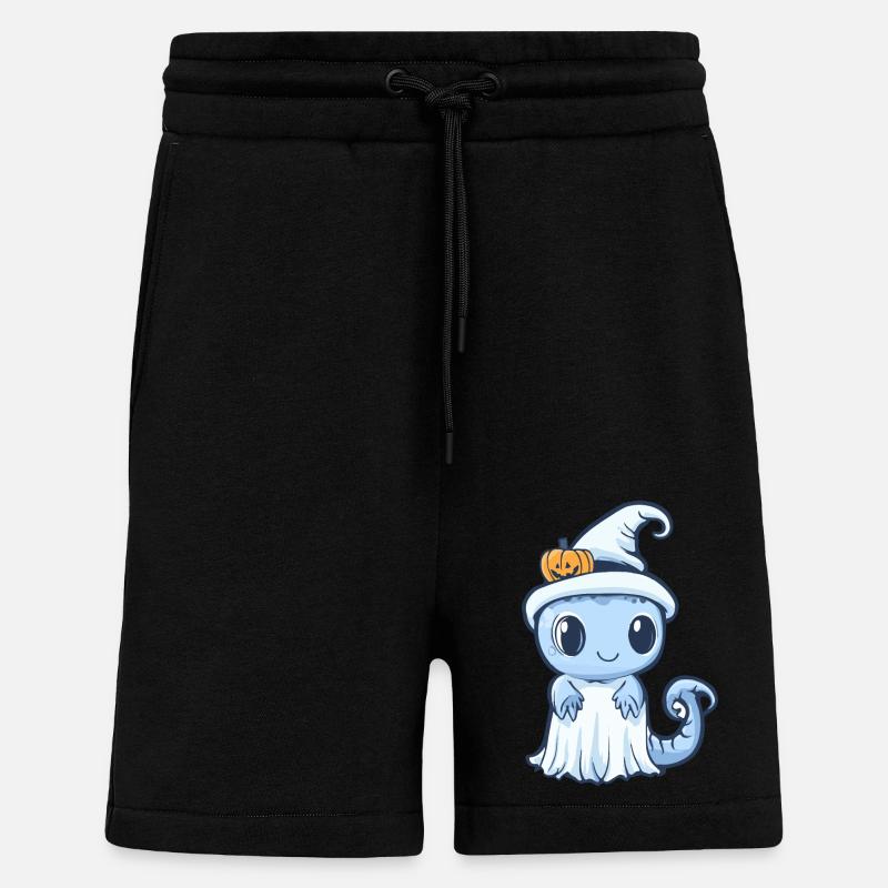 Lizard Halloween Comic Ghost - Shorts - made by SPREAD - SOLID BLACK