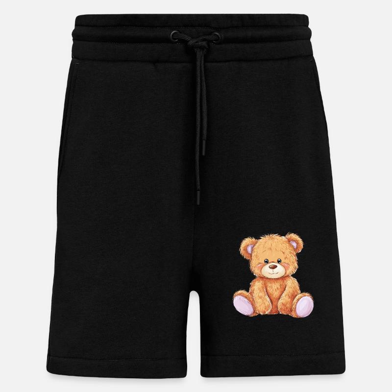 Mignon bébé ours en peluche - Short bio décontracté fabriqué en UE - SOLID BLACK