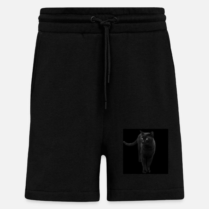 Chat noir Chat Chat Noir Chat Cadeau - Short bio décontracté fabriqué en UE - SOLID BLACK