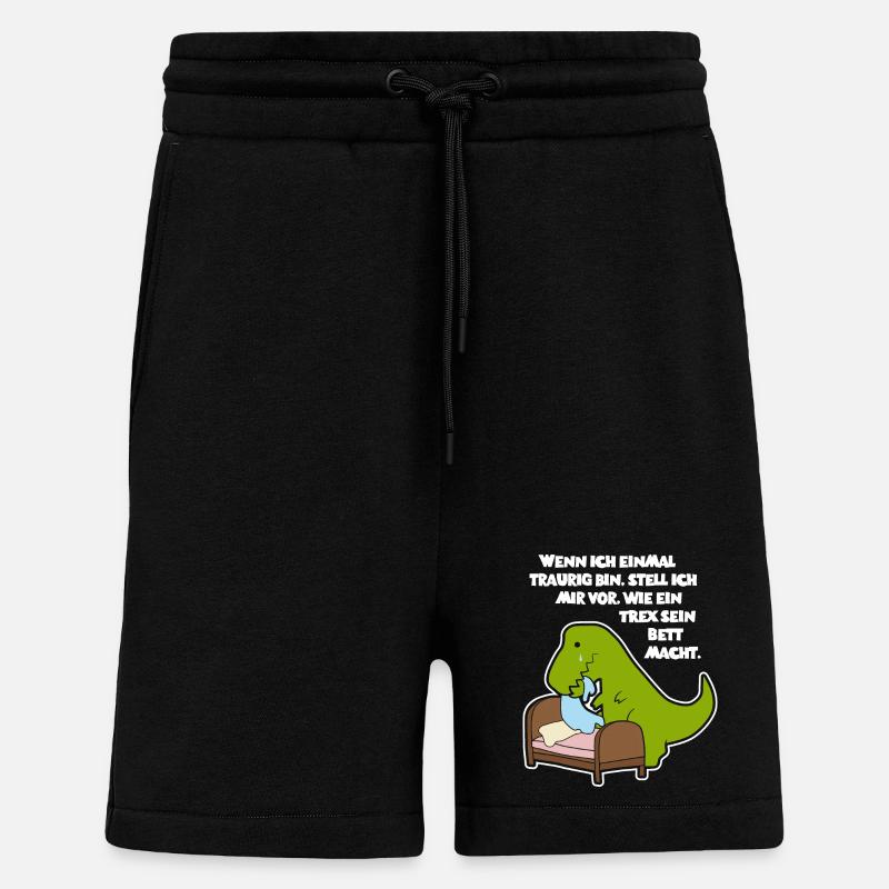 T-Rex at bed - Design - Shorts - made by SPREAD - SOLID BLACK