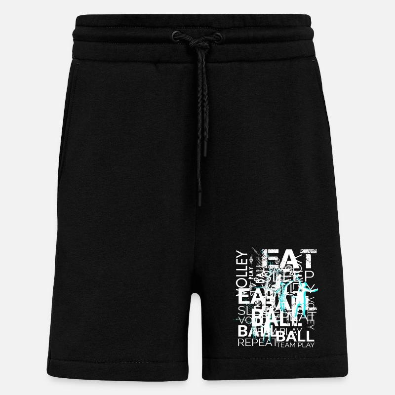 Art de texte de volleyball - Short bio décontracté fabriqué en UE - SOLID BLACK