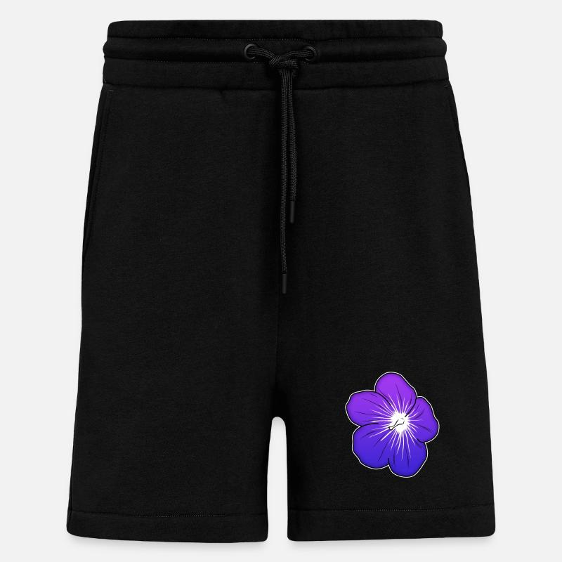 Violette Blütenillustration mit leuchtender Mitte - Shorts - made by SPREAD - SOLID BLACK