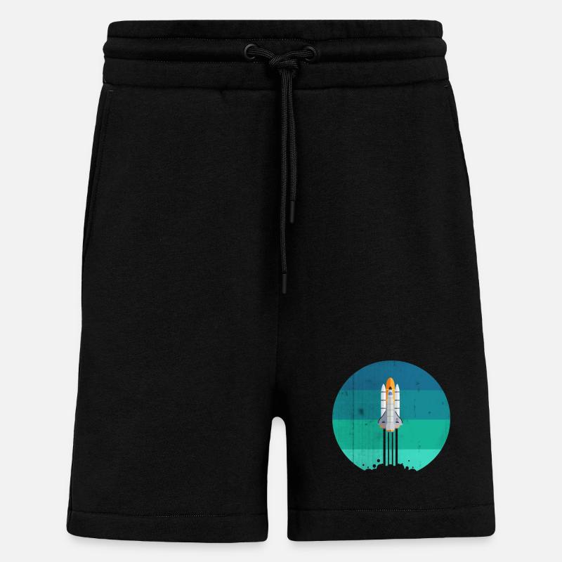 Space rocket rocket launch - Shorts - made by SPREAD - SOLID BLACK