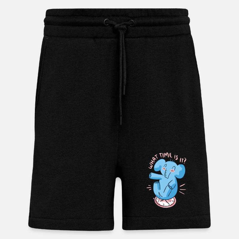 Horloge éléphant - Short bio décontracté fabriqué en UE - SOLID BLACK
