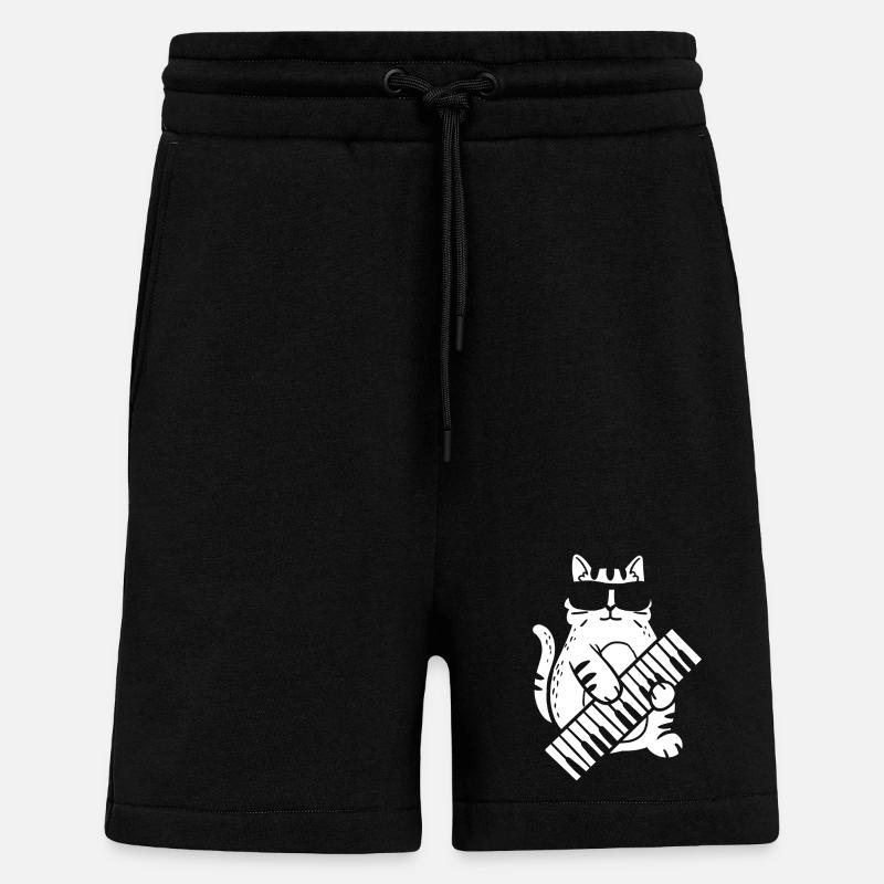 Pianiste de chat - Short bio décontracté fabriqué en UE - SOLID BLACK