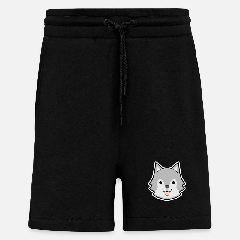 Fröhlicher Husky Kopf Sticker - Shorts - made by SPREAD - SOLID BLACK