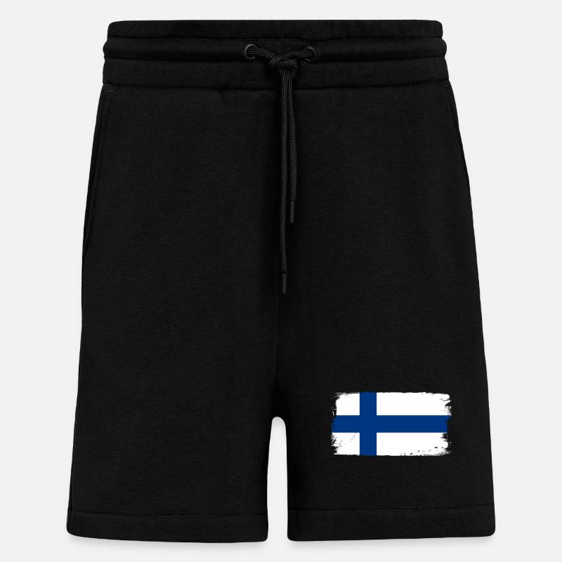 Finnische Flaggenpinselkunst - Shorts - made by SPREAD - SOLID BLACK