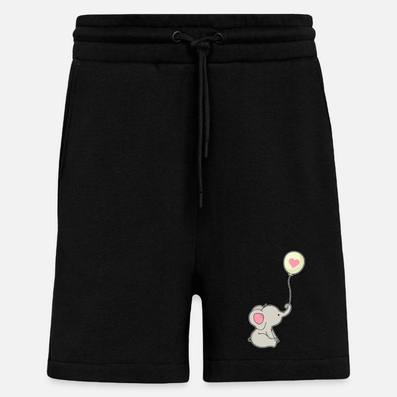 Elefant & Luftballon mit Herz - Shorts - made by SPREAD - SOLID BLACK