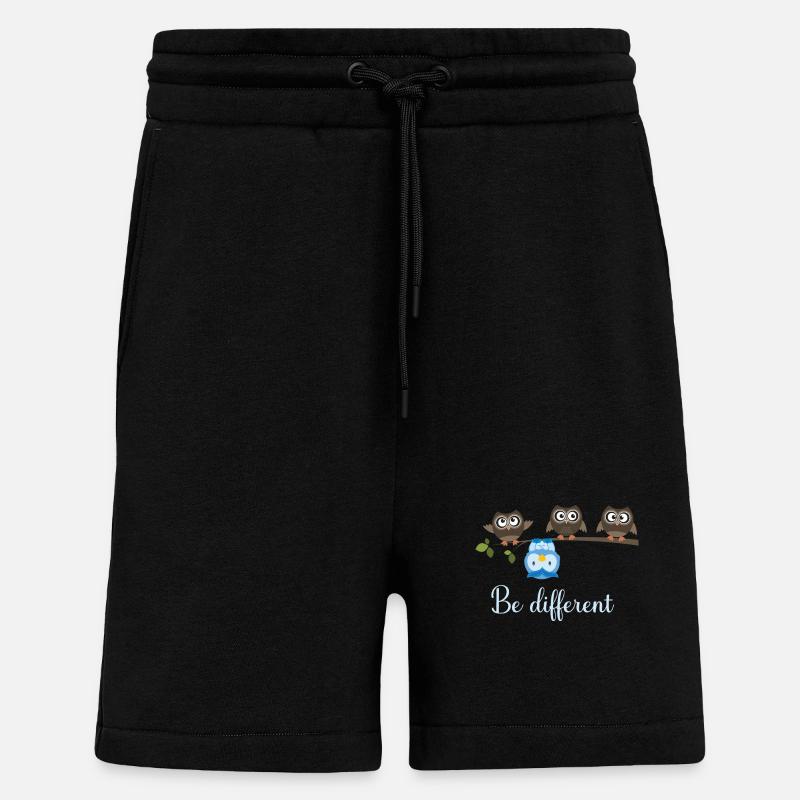 Be Different Owl - Short bio décontracté fabriqué en UE - SOLID BLACK