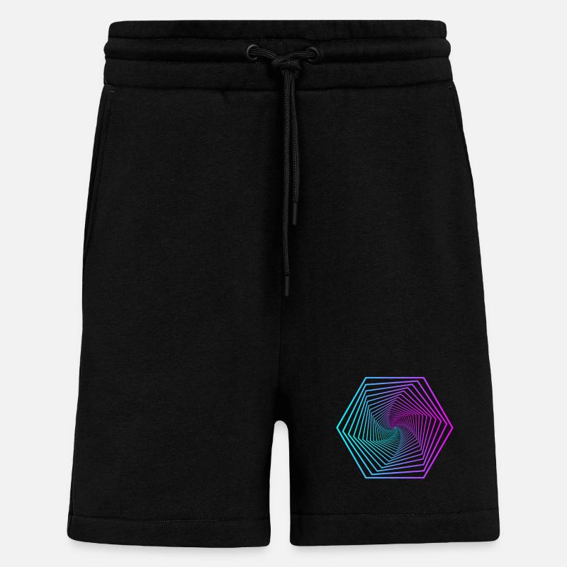 Neon Polygon Spiral Gradient - Shorts - made by SPREAD - SOLID BLACK