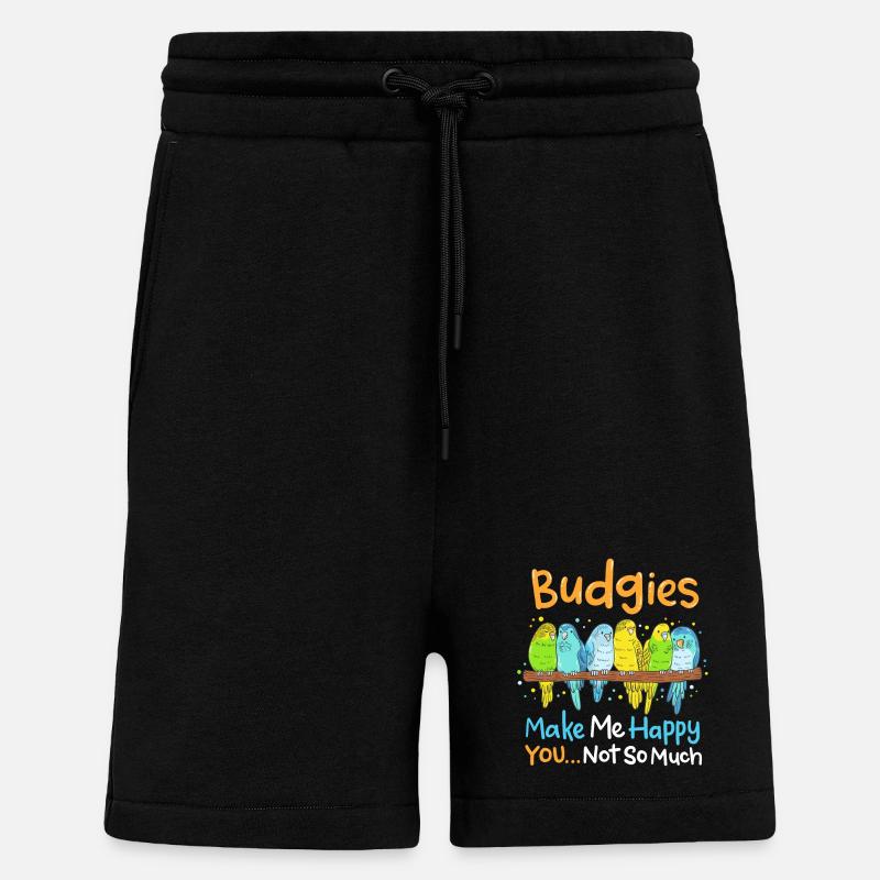 Perruches Perruches Oiseaux - Short bio décontracté fabriqué en UE - SOLID BLACK