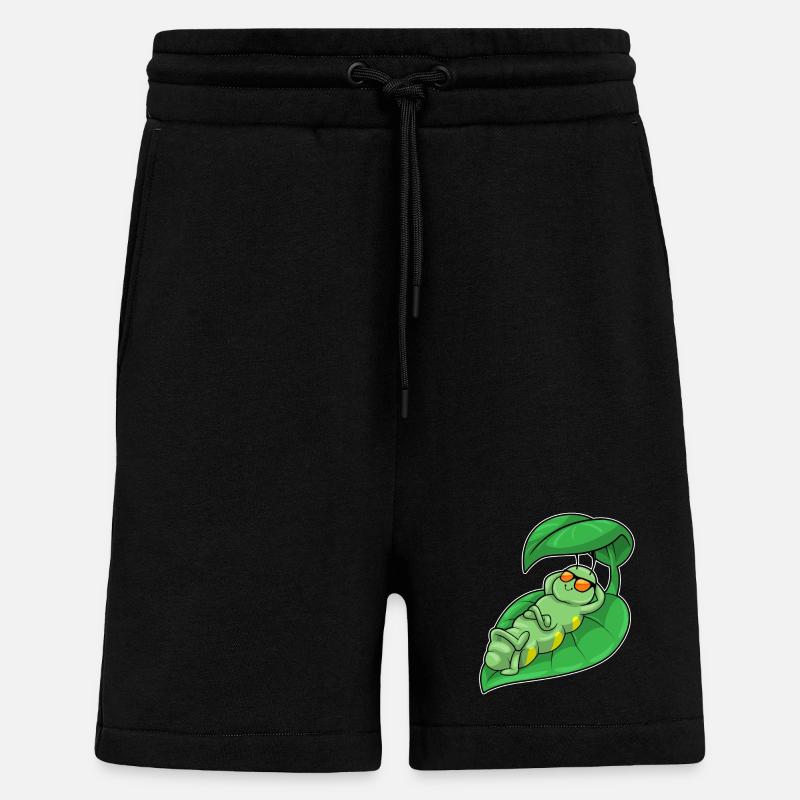 Chenille avec feuille - Short bio décontracté fabriqué en UE - SOLID BLACK