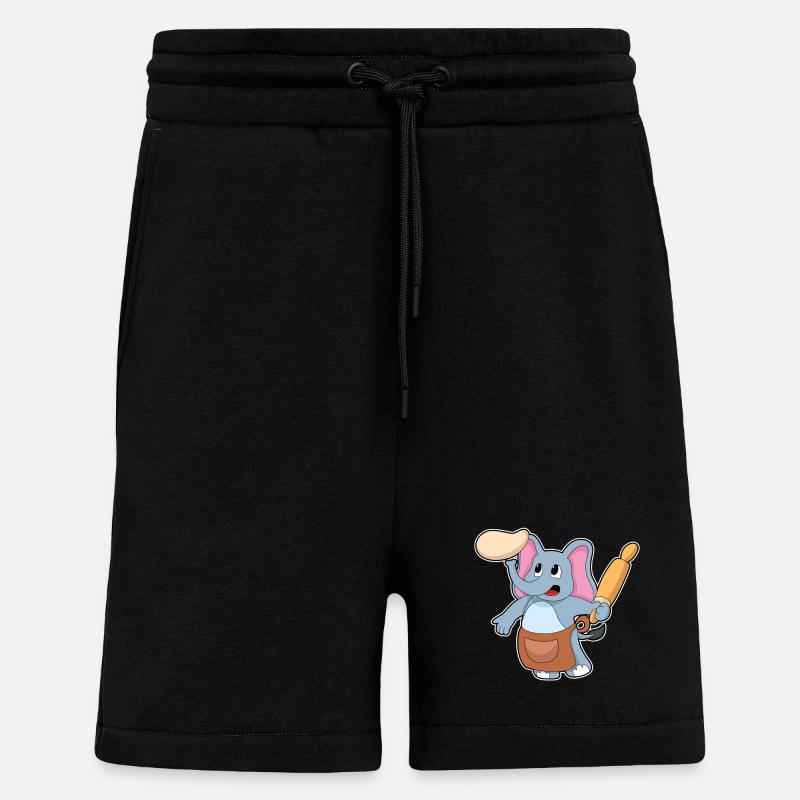 Elefant Bäcker Nudelholz Backen - Shorts - made by SPREAD - SOLID BLACK