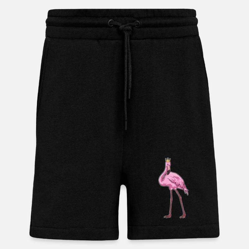 Flamant rose avec couronne - Short bio décontracté fabriqué en UE - SOLID BLACK