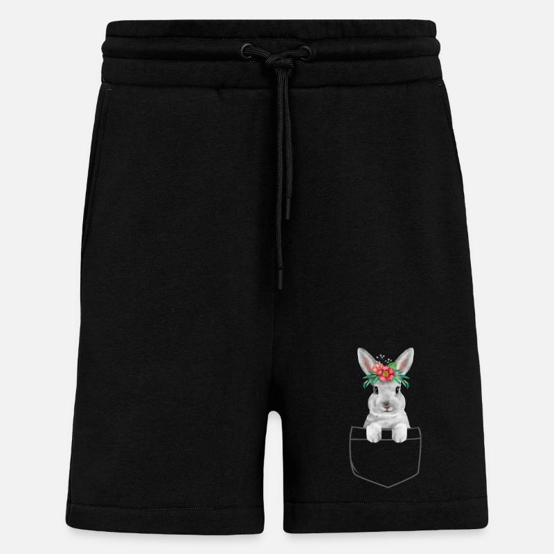 Rabbit Easter Flowers Rabbit Mom - Shorts - made by SPREAD - SOLID BLACK