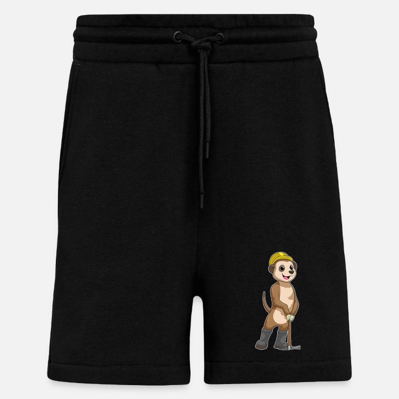 Erdmännchen als Bergarbeiter mit Spitzhacke - Shorts - made by SPREAD - SOLID BLACK