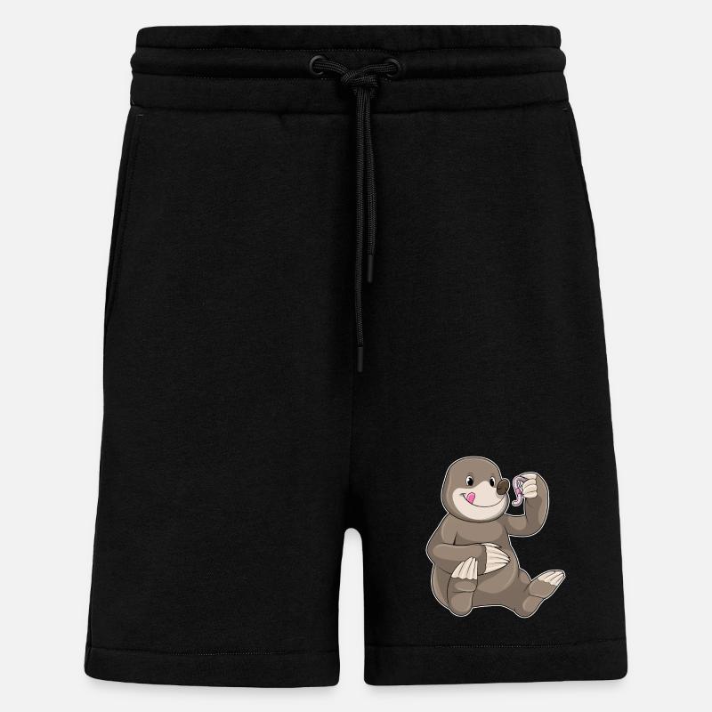 Maulwurf mit Regenwurm - Shorts - made by SPREAD - SOLID BLACK