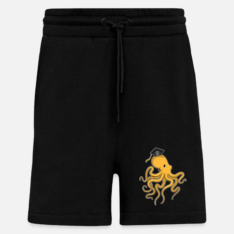 Krake als Student mit Diplom - Shorts - made by SPREAD - SOLID BLACK