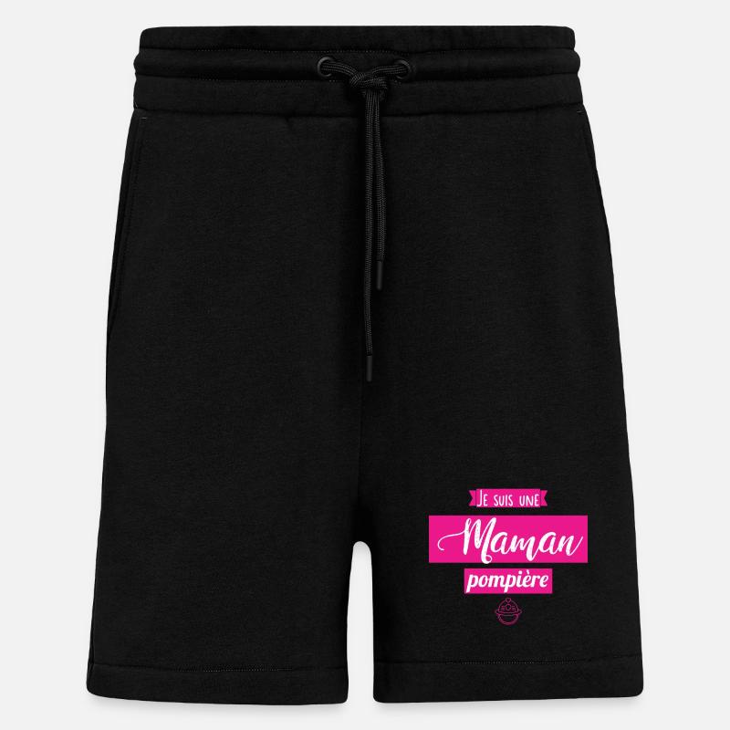 Je suis une maman pompière - Short bio décontracté fabriqué en UE - SOLID BLACK