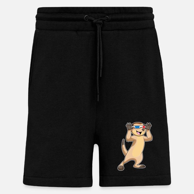Suricates avec lunettes - Short bio décontracté fabriqué en UE - SOLID BLACK