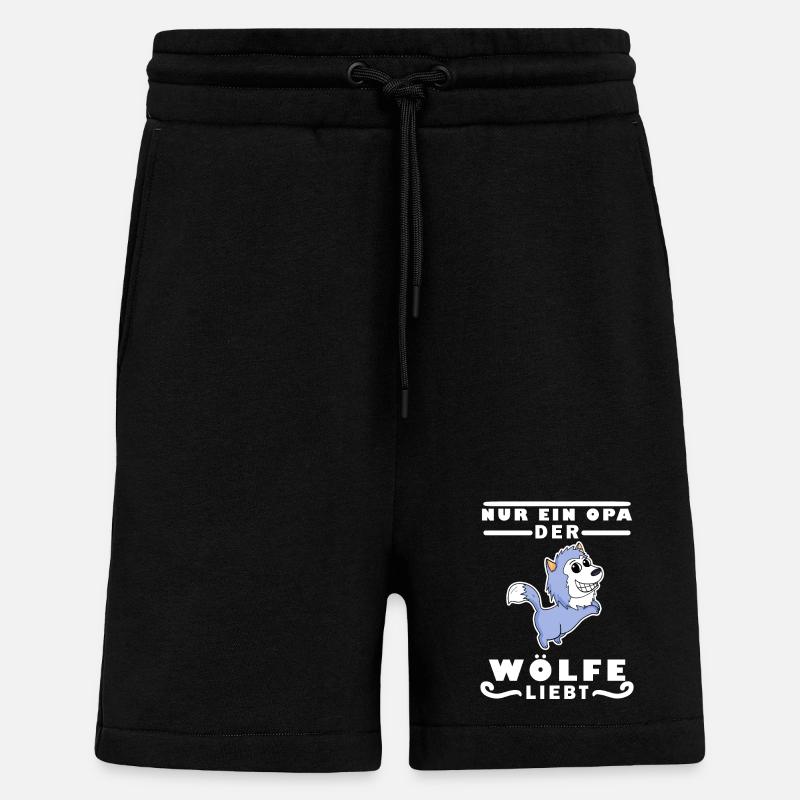 Opa Wolf Wölfe Großvater Geschenk - Shorts - made by SPREAD - SOLID BLACK