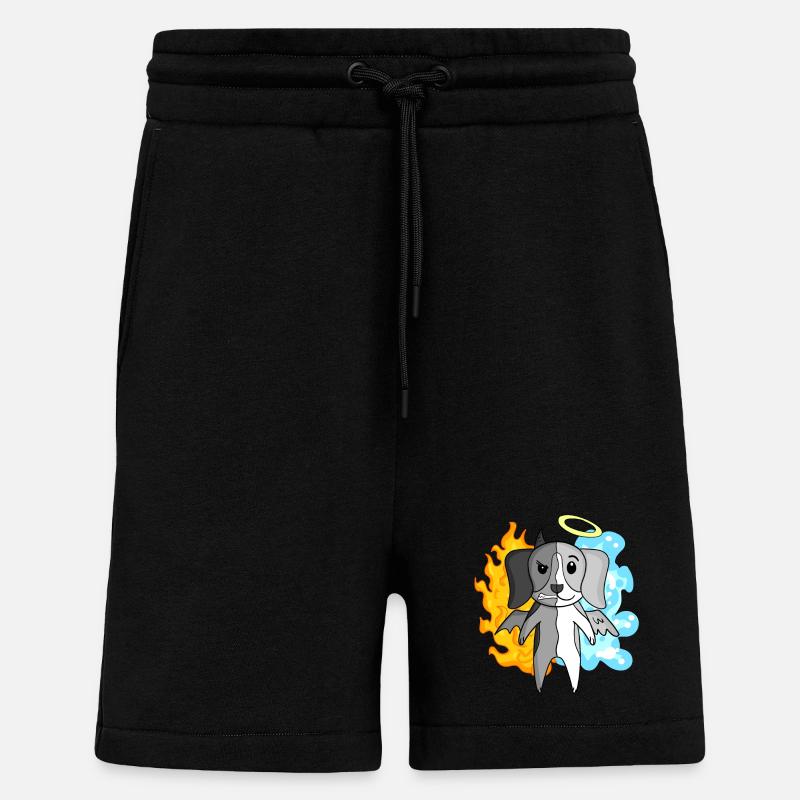 Dog Beagle - Angel and Devil - Shorts - made by SPREAD - SOLID BLACK