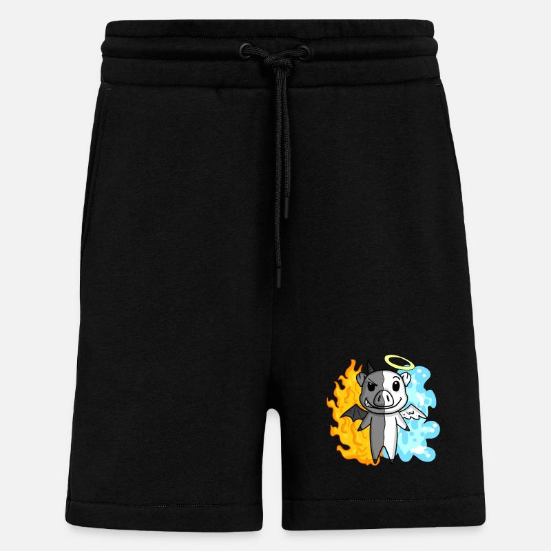 Cochon - Ange et Diable - Short bio décontracté fabriqué en UE - SOLID BLACK