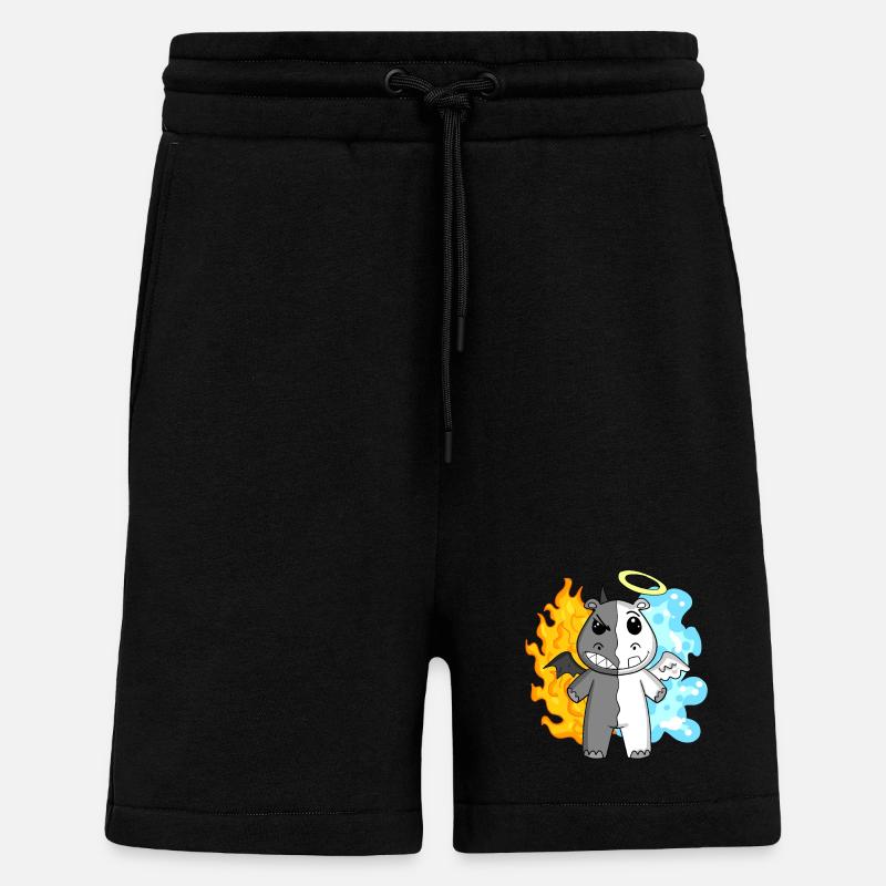 Nilpferd - Engel und Teufel - Shorts - made by SPREAD - SOLID BLACK