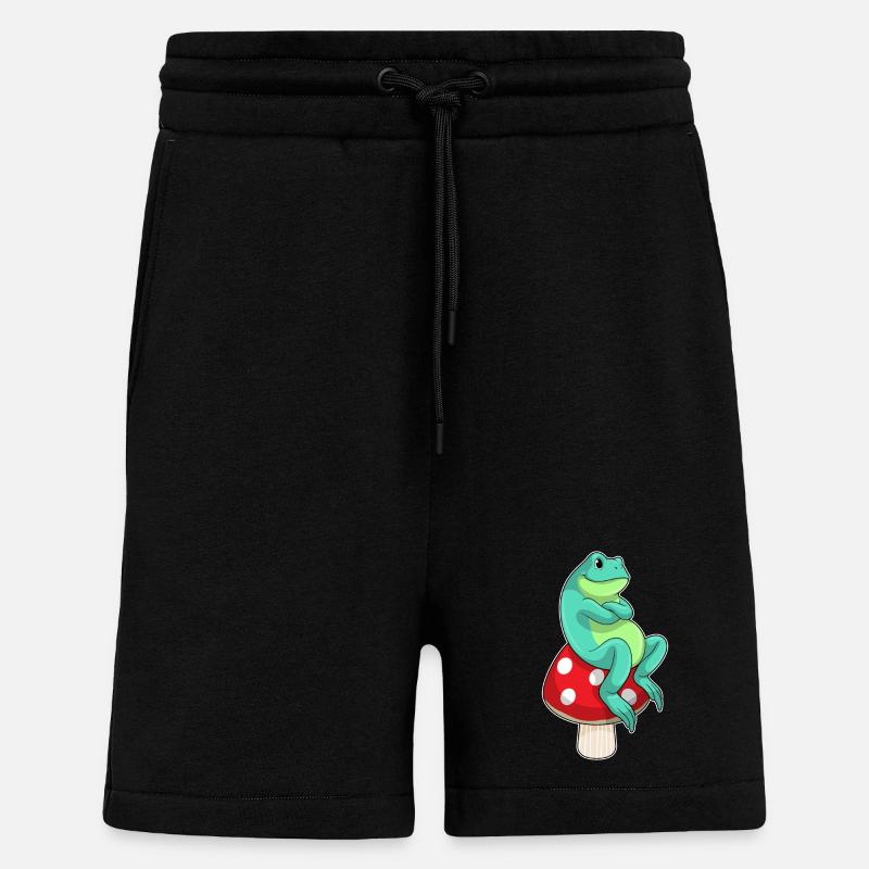 Grenouille au champignon - Short bio décontracté fabriqué en UE - SOLID BLACK