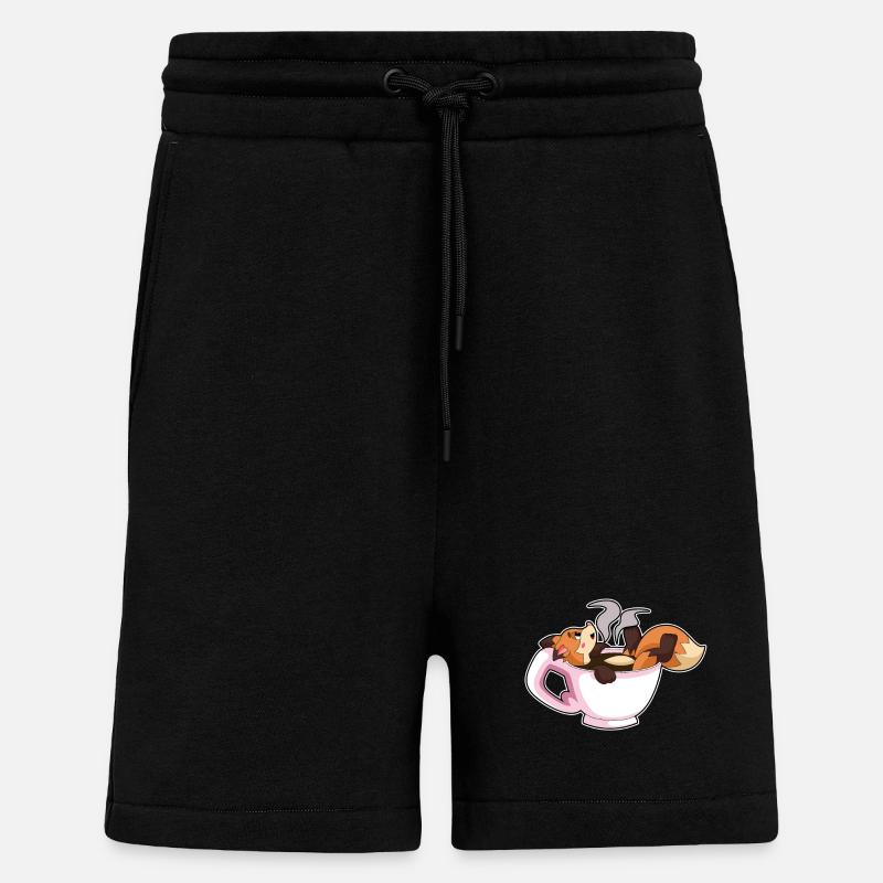 Fuchs mit Tasse Kaffee - Shorts - made by SPREAD - SOLID BLACK