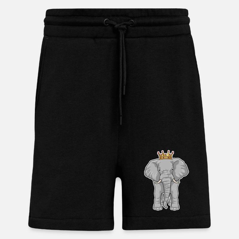 Couronne du roi éléphant - Short bio décontracté fabriqué en UE - SOLID BLACK