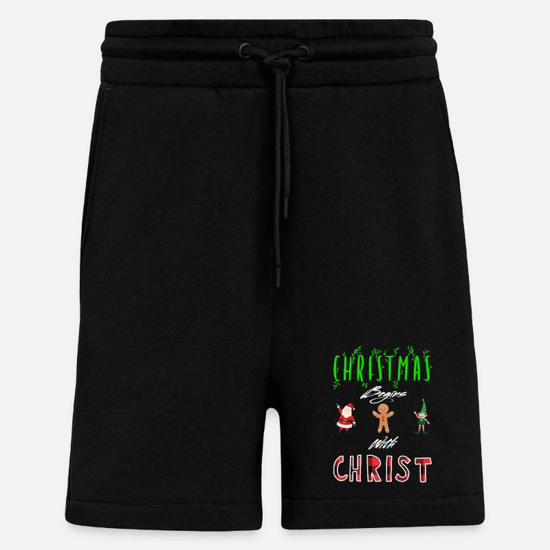 Noël commence avec Christ - Short bio décontracté fabriqué en UE - SOLID BLACK