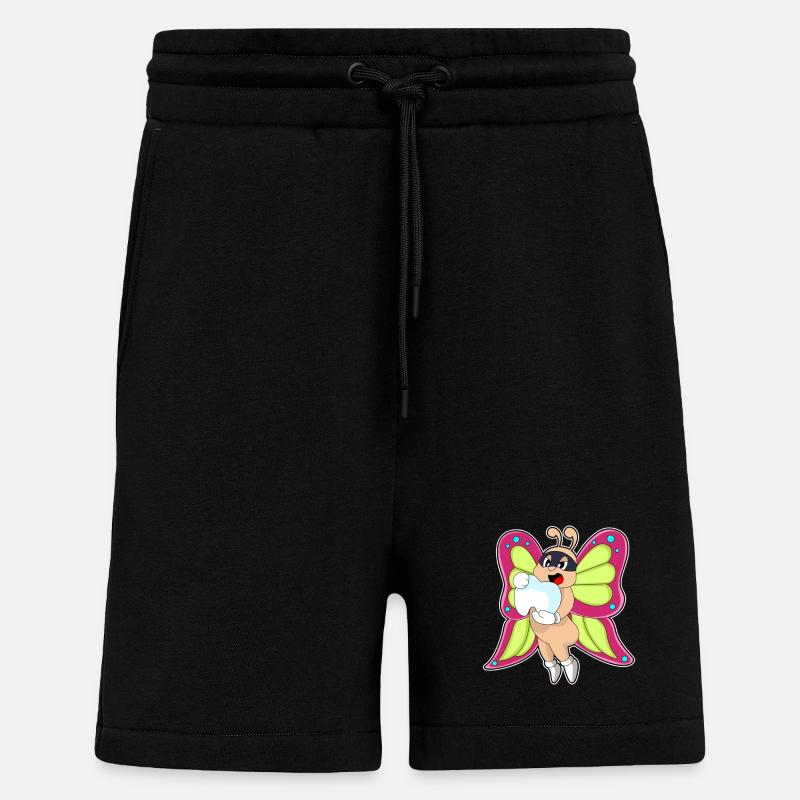 Dent de dentiste papillon - Short bio décontracté fabriqué en UE - SOLID BLACK