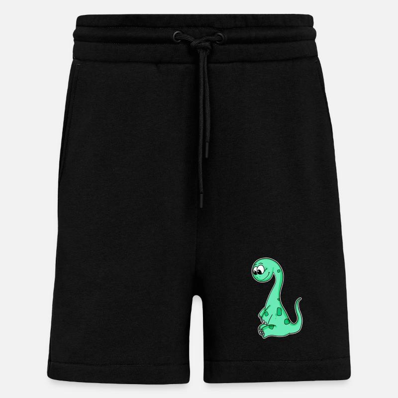 Motif de dinosaure - Short bio décontracté fabriqué en UE - SOLID BLACK