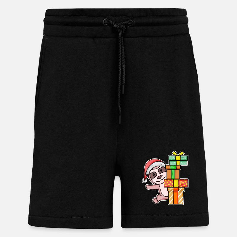Weihnachten Faultier mit Geschenke - Shorts - made by SPREAD - SOLID BLACK