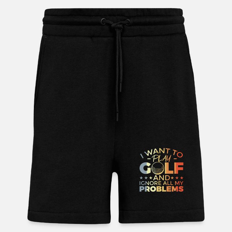 Drôle de dicton de golf - Short bio décontracté fabriqué en UE - SOLID BLACK