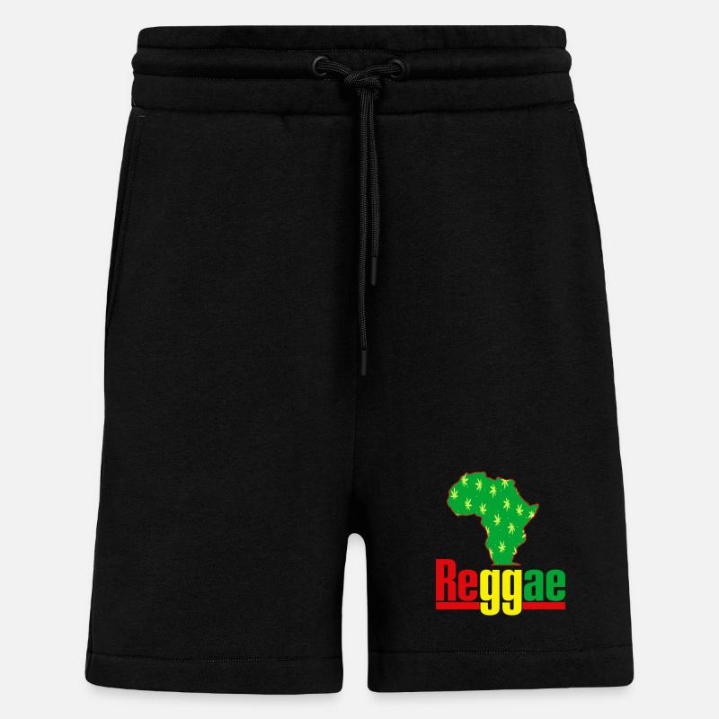 Afrika Reggae Karte mit Hanfblättern - Shorts - made by SPREAD - SOLID BLACK