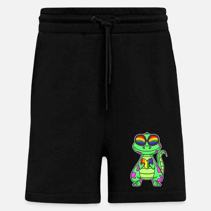 LGBT Tier Dinosaurier Regenbogen Herz - Shorts - made by SPREAD - SOLID BLACK